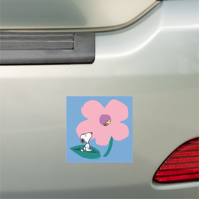 Peanuts | Illustrating Nature Pink Flower Car Magnet (In Situ)
