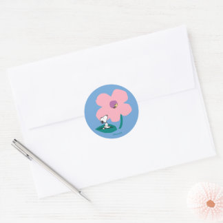 Peanuts | Illustrating Nature Pink Flower Classic Round Sticker