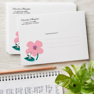 Peanuts Illustrating Nature Pink Flower Envelope