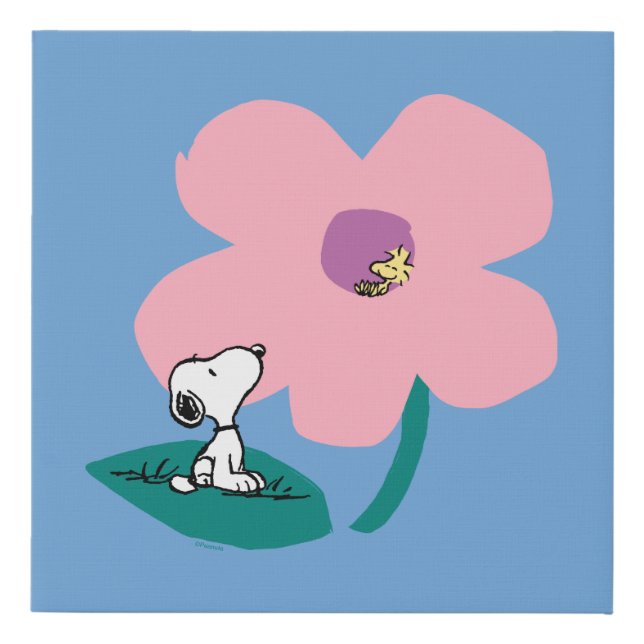 Peanuts | Illustrating Nature Pink Flower Faux Canvas Print (Front)