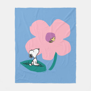Peanuts   Illustrating Nature Pink Flower Fleece Blanket
