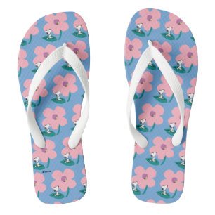 Peanuts Illustrating Nature Pink Flower Flip Flops