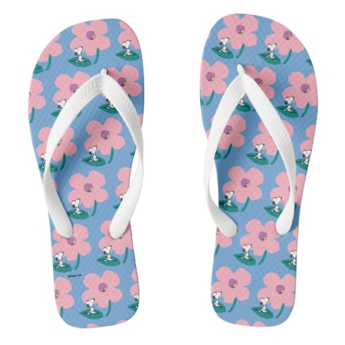 Peanuts  Illustrating Nature Pink Flower Flip Flops