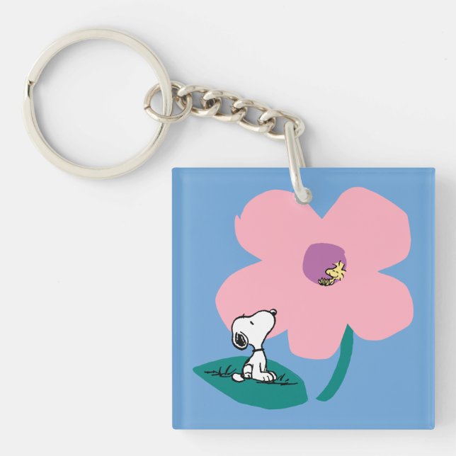 Peanuts | Illustrating Nature Pink Flower Keychain (Front)