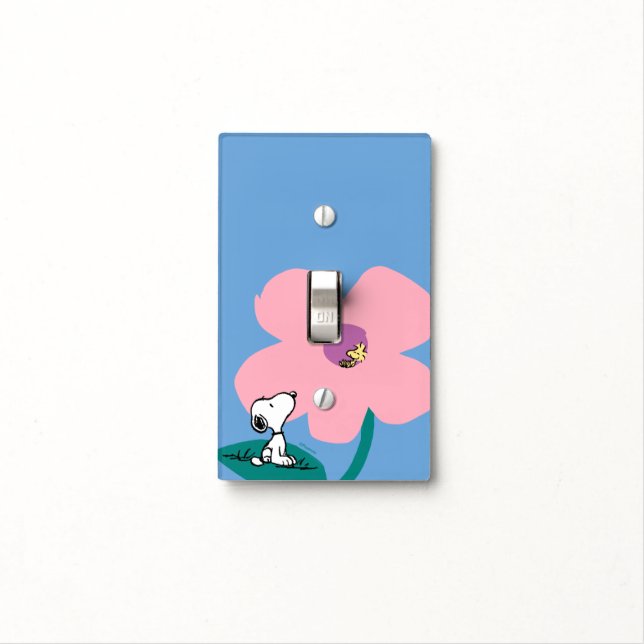Peanuts | Illustrating Nature Pink Flower Light Switch Cover (In Situ)