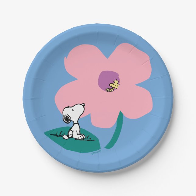 Peanuts | Illustrating Nature Pink Flower Paper Plates (Front)
