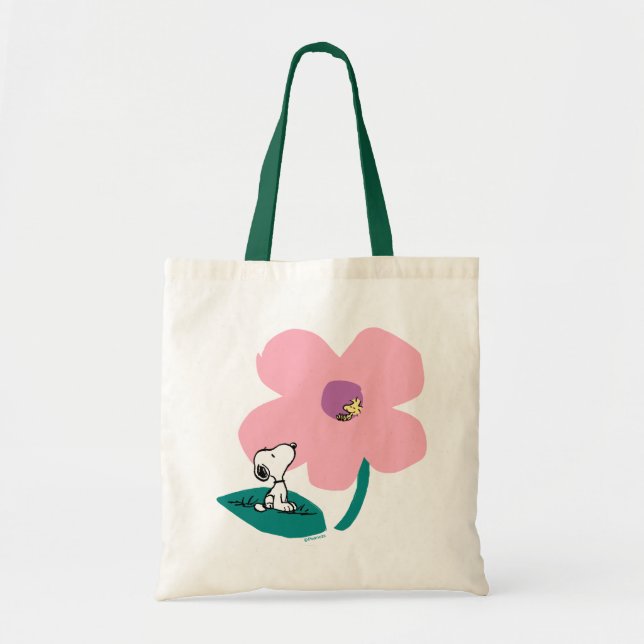 Peanuts | Illustrating Nature Pink Flower Tote Bag (Front)