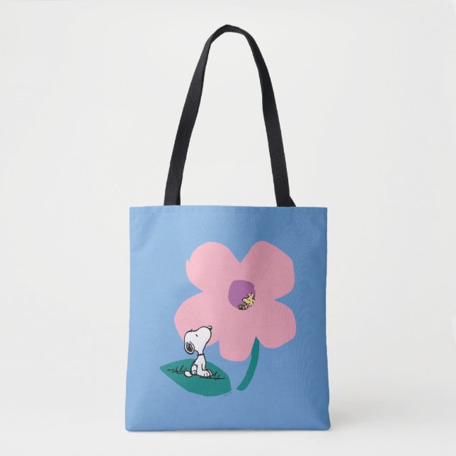 Peanuts | Illustrating Nature Pink Flower Tote Bag (Front)