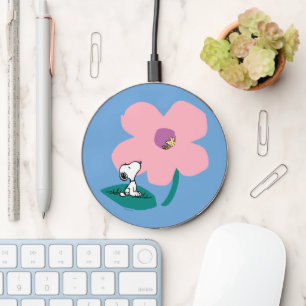 Peanuts Illustrating Nature Pink Flower Wireless Charger