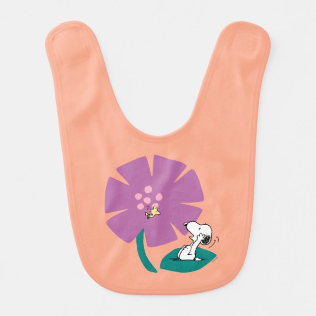 Peanuts | Illustrating Nature Purple Flower Baby Bib (Front)
