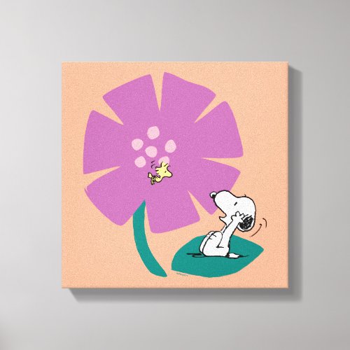 Peanuts  Illustrating Nature Purple Flower Canvas Print