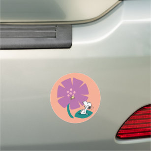 Peanuts   Illustrating Nature Purple Flower Car Magnet