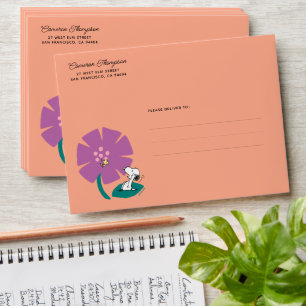 Peanuts Illustrating Nature Purple Flower Envelope