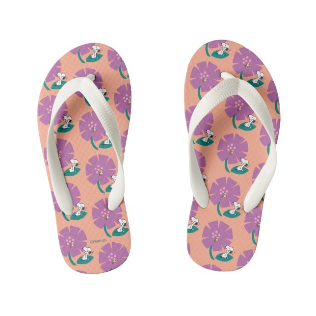 Peanuts | Illustrating Nature Purple Flower Kid's Flip Flops (Footbed)