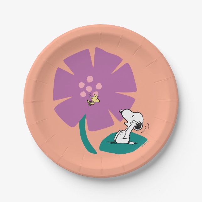 Peanuts | Illustrating Nature Purple Flower Paper Plates (Front)