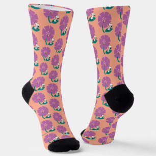 Peanuts Illustrating Nature Purple Flower Socks