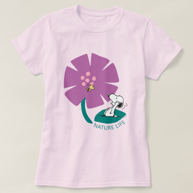 Peanuts | Illustrating Nature Purple Flower T-Shirt (Design Front)