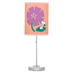 Peanuts   Illustrating Nature Purple Flower Table Lamp