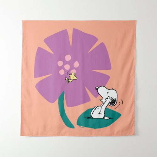 Peanuts  Illustrating Nature Purple Flower Tapestry