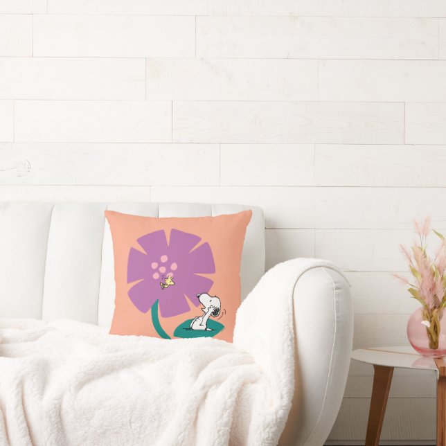 Peanuts | Illustrating Nature Purple Flower Throw Pillow (Couch)