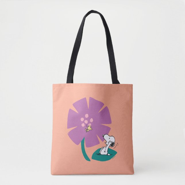 Peanuts | Illustrating Nature Purple Flower Tote Bag (Front)