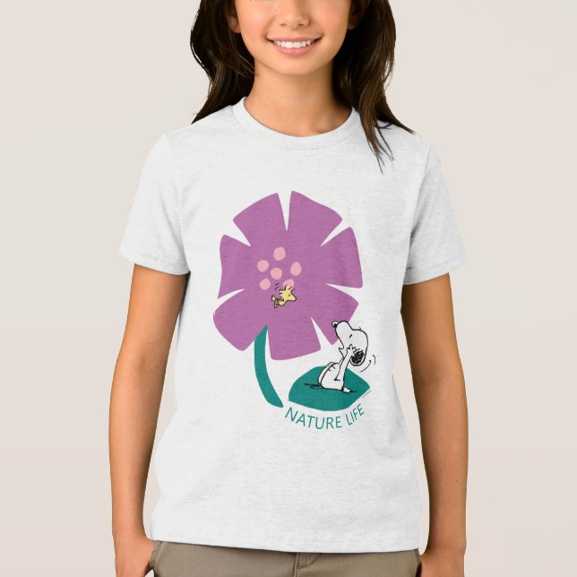 Peanuts | Illustrating Nature Purple Flower Tri-Blend Shirt (Front)