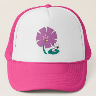 Peanuts   Illustrating Nature Purple Flower Trucker Hat