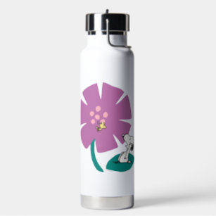 Peanuts   Illustrating Nature Purple Flower Water Bottle