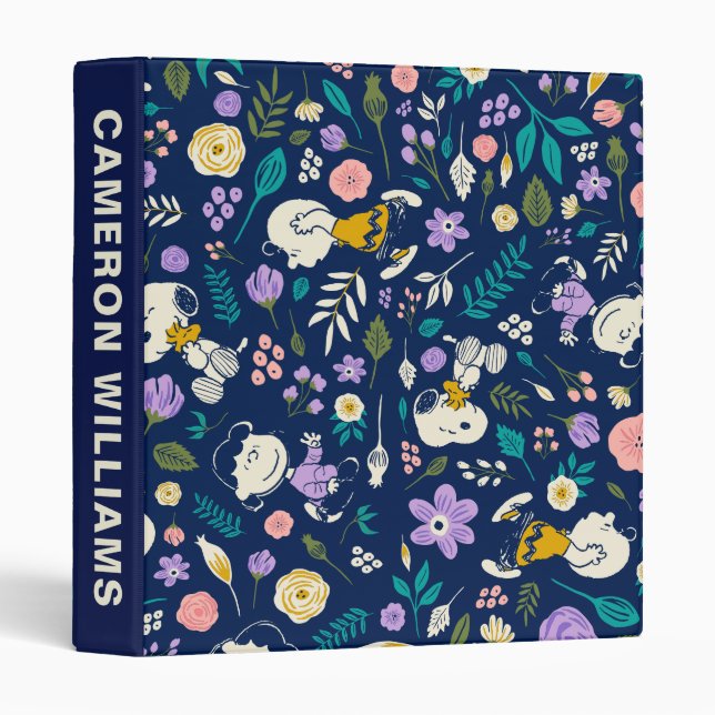 Peanuts In Bloom Pattern 3 Ring Binder (Front/Spine)