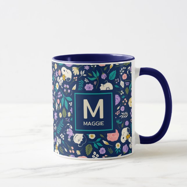 Peanuts In Bloom Pattern | Add Your Initial & Name Mug (Right)