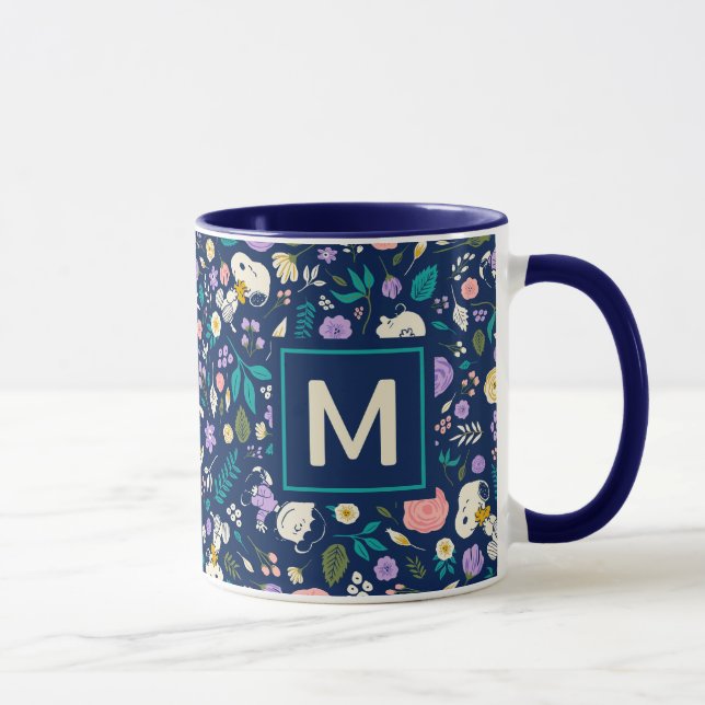 Peanuts In Bloom Pattern | Add Your Monogram Mug (Right)