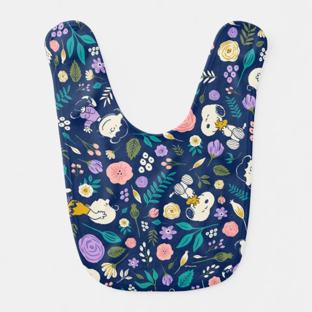 Peanuts In Bloom Pattern Baby Bib (Front)