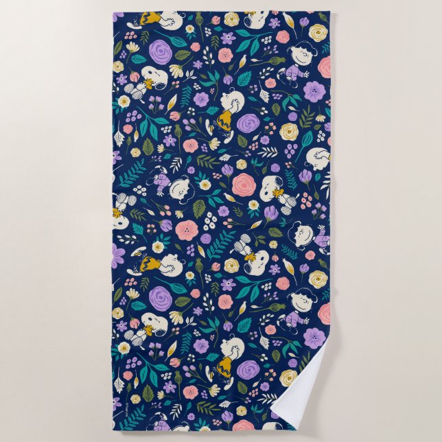Peanuts In Bloom Pattern Beach Towel (Front)