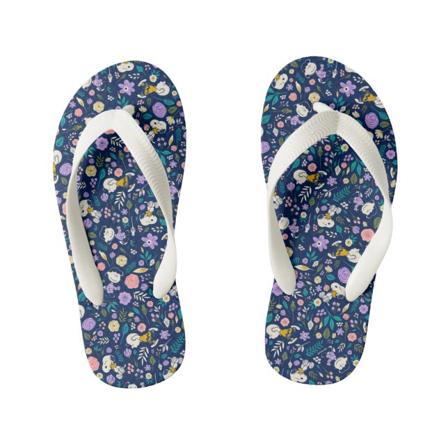 Peanuts In Bloom Pattern Kid's Flip Flops (Footbed)