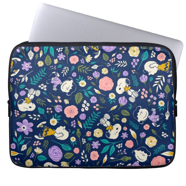 Peanuts In Bloom Pattern Laptop Sleeve (Front)
