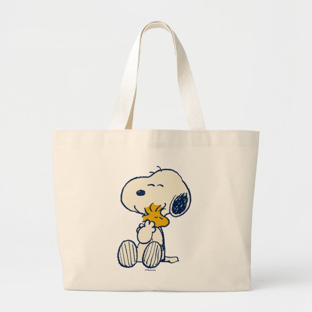 Peanuts In Bloom Pattern Large Tote Bag (Front)