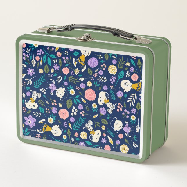 Peanuts In Bloom Pattern Metal Lunch Box (Front)