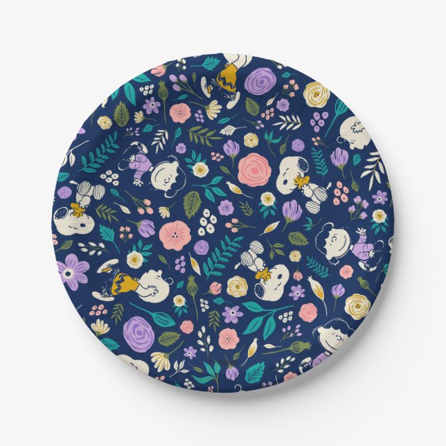 Peanuts In Bloom Pattern Paper Plates (Front)