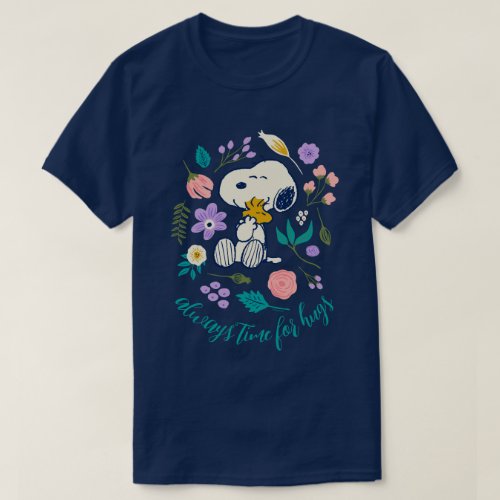 Peanuts In Bloom  Snoopy  Woodstock Flower Hug T_Shirt