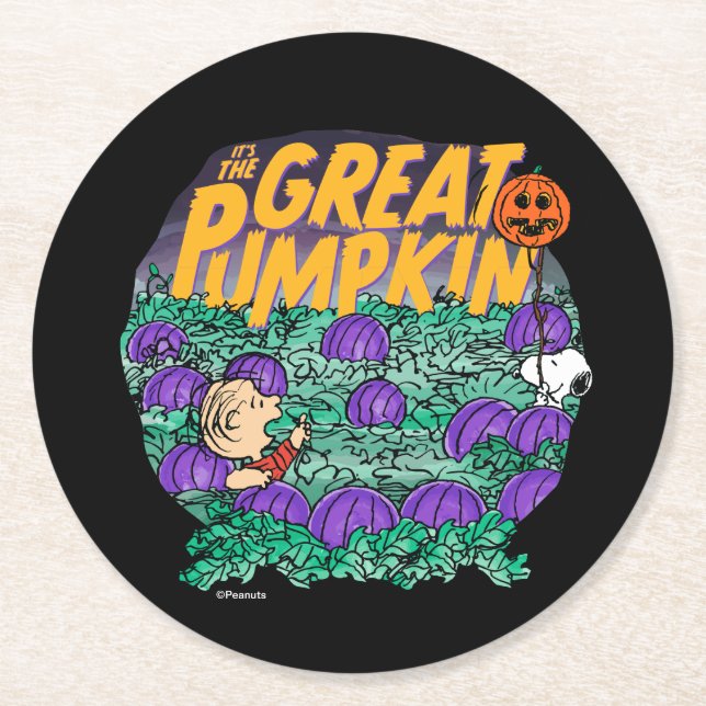 Peanuts | It's the Great Pumpkin Round Paper Coaster (Front)