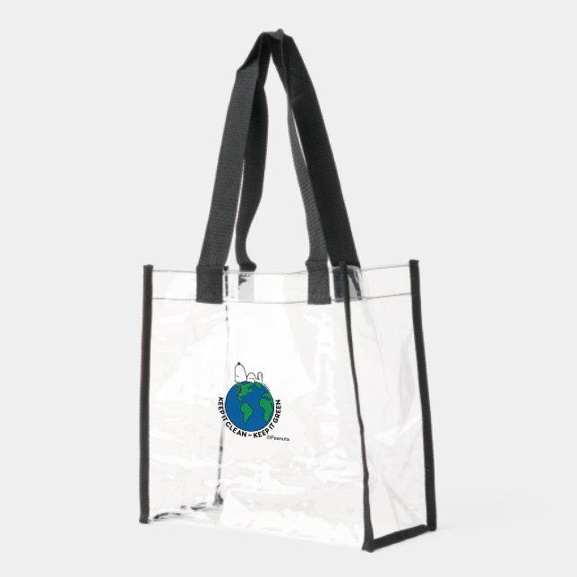 Peanuts | Keep It Clean Keep It Green Clear Tote Bag (Left)