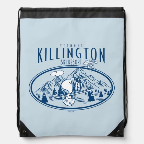 Peanuts  Killington Ski Resort Vermont Drawstring Bag