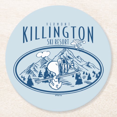 Peanuts  Killington Ski Resort Vermont Round Paper Coaster