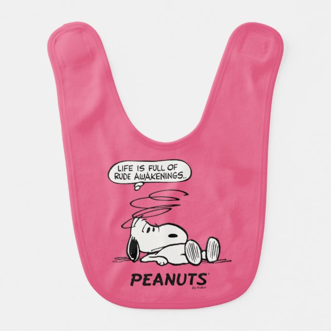 Peanuts | Life is Full of Rude Awakenings Baby Bib (Front)