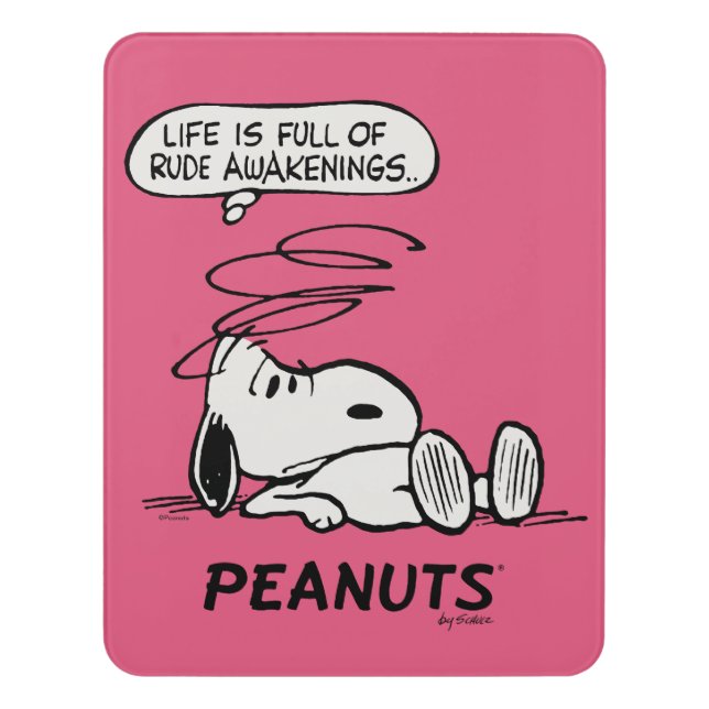 Peanuts | Life is Full of Rude Awakenings Door Sign (Contemporary Vert)