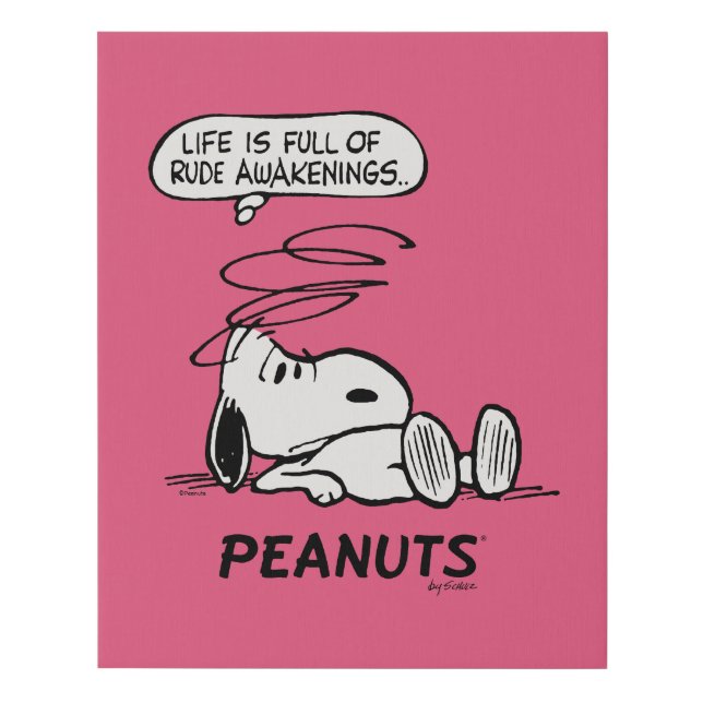 Peanuts | Life is Full of Rude Awakenings Faux Canvas Print (Front)