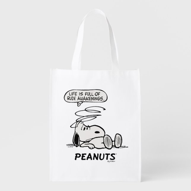 Peanuts | Life is Full of Rude Awakenings Grocery Bag (Front)