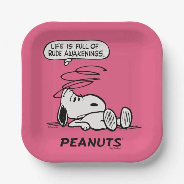 Peanuts | Life is Full of Rude Awakenings Paper Plates (Front)