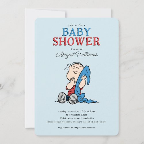 Peanuts  Linus and Blanket Boy Baby Shower Invitation