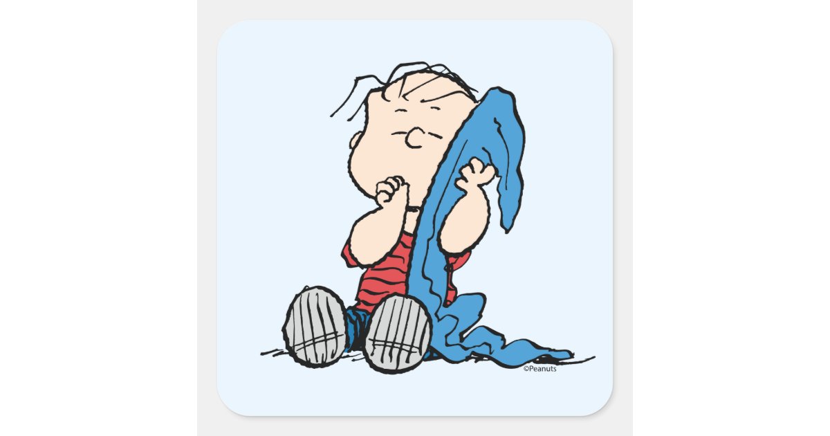 Peanuts Linus & His Blanket Square Sticker Zazzle